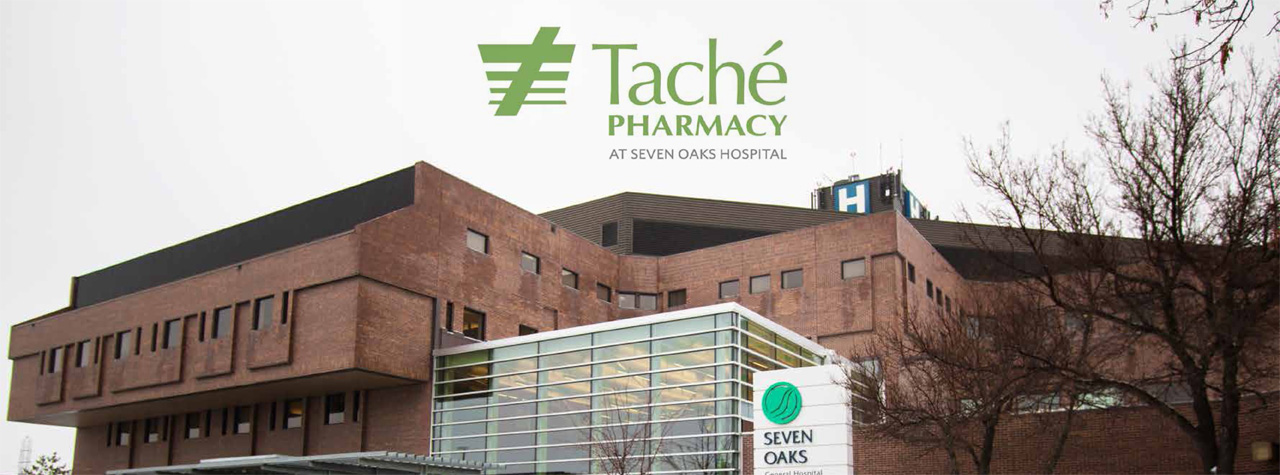 tache pharmacy at seven oaks general hospital - exterior hospital with tache logo